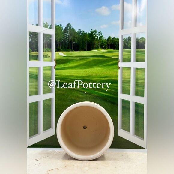 Clara Beige/Dark Gray Ceramic Planter Pot with Saucer Attached - Picture 8 of 10